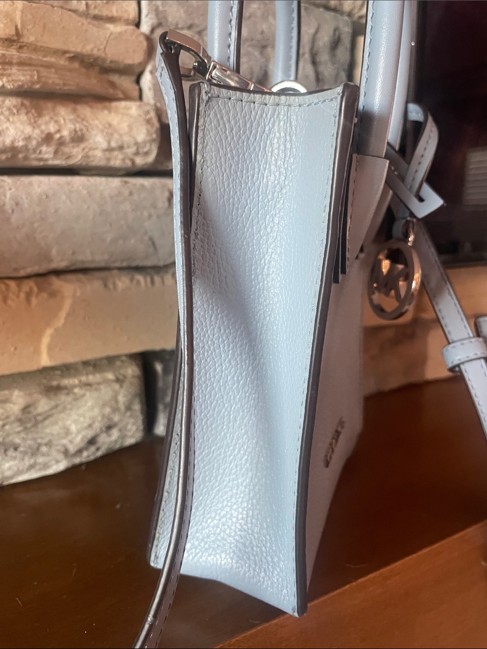 Michael Kors Mini Pebbled Leather Tote in Light Gray - Picture 3 of 5